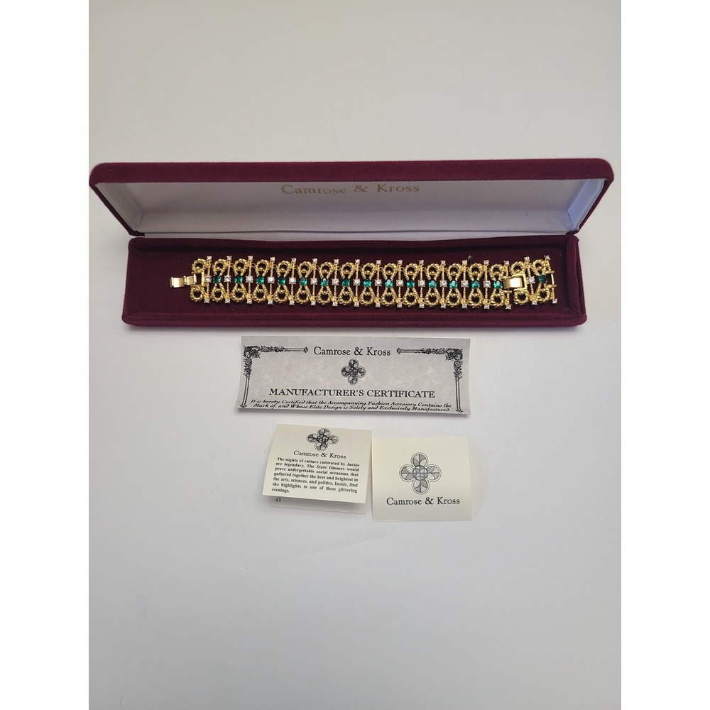 Camrose & Kross Jacqueline Kennedy Bracelet Emerald Bow-Tie Crystal Jewelry